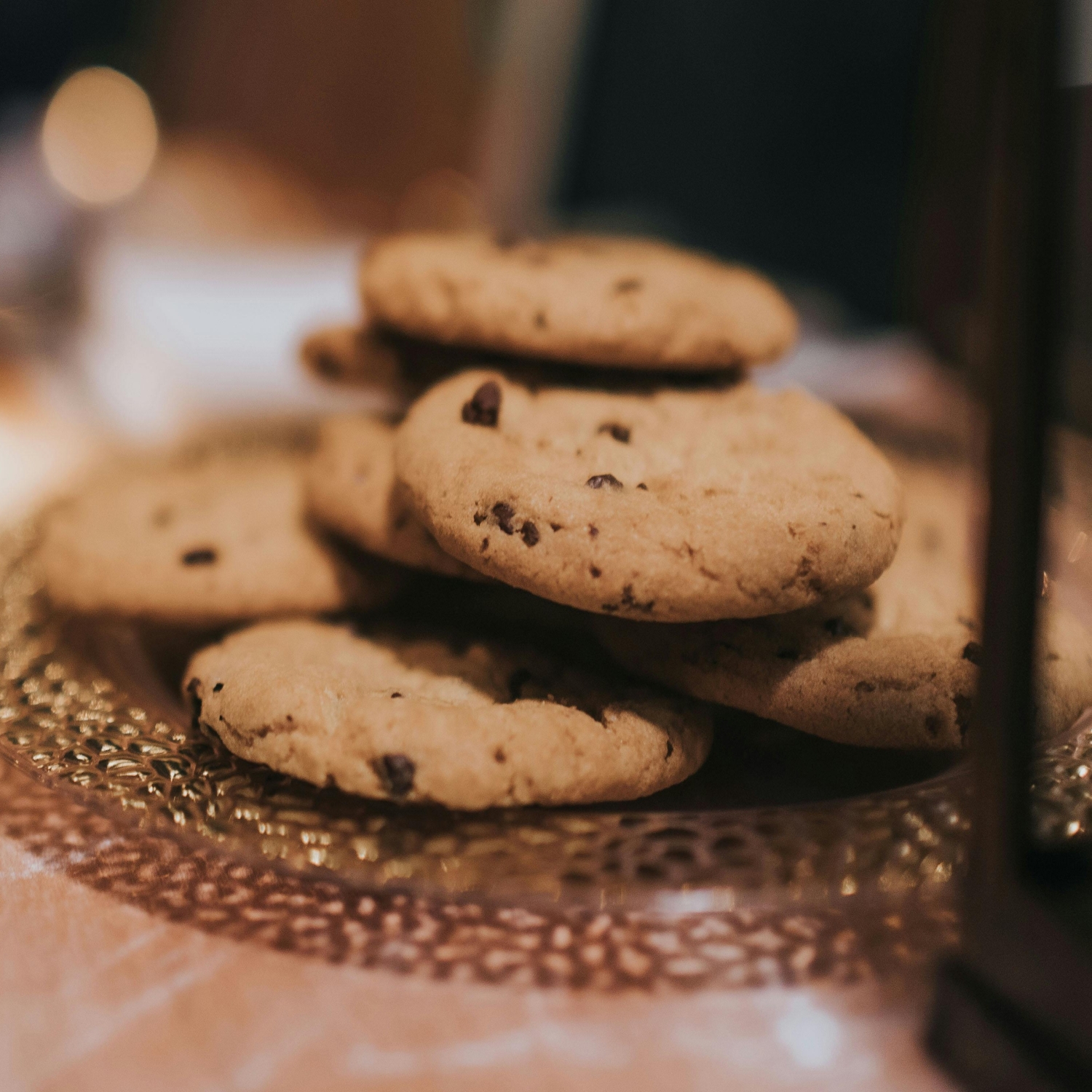 Chocolate chip cookies on platter